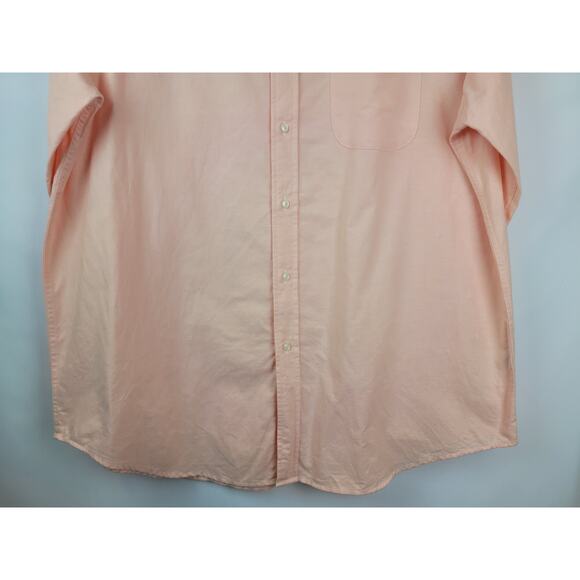 Lands End Men's Long Sleeve Cotton Peach Button Up Shirt Size XL 17-17.5 - Picture 3 of 9